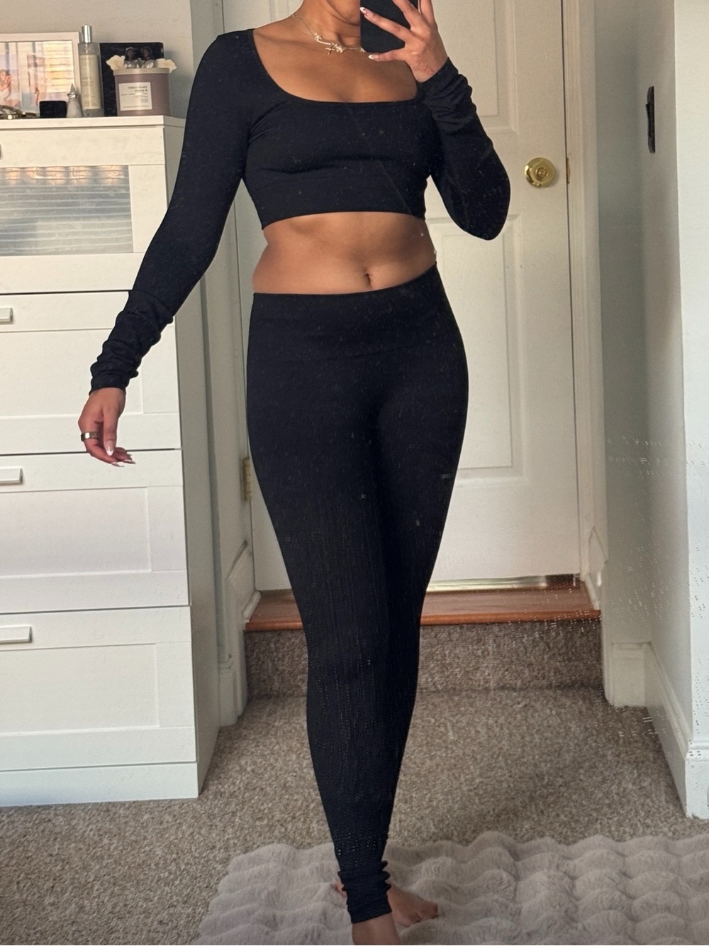 Black Ribbed High-Waist Leggings - Women Pants & Jumpsuits
